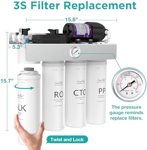 SimPure T1-400ALK Tankless Alkaline Reverse Osmosis Water Filter 400 GPD - Image 6