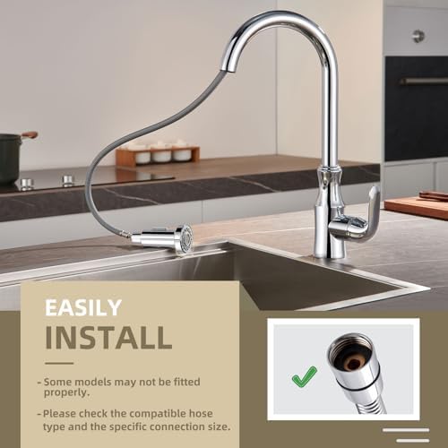 Angle Simple Faucet Head Replacement, Kitchen Sink Sprayer, Chrome - Image 6