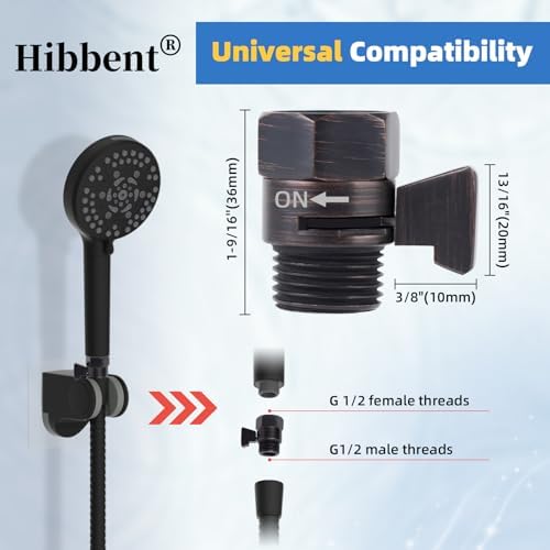 Hibbent All Metal 1 Pack Shower Head Flow Control Valve, G1/2 Brass Shut-off Valve with Handle Lever, Shut OFF Water Flow Control Regulator for Handheld Shower, or Bidet Sprayer, Oil-Rubbed Bronze - Image 6