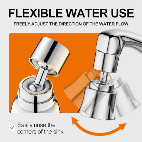 2 Pack Metal Faucet Aerator - Dual Modes Sink Sprayer Attachment for Bathroom - 360° Swivel Kitchen Faucet Sprayer Attachment - Anti-clogging Design - Chrome - Image 5