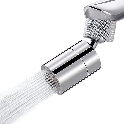 Hibbent NSF/ANSI/CAN 61 Certified Dual-function Faucet Aerator, CUPC Certification Big Angle Rotate Kitchen Sink Aerator 360 Degree Swivel Sink Sprayer Attachment-55/64 Inch Female Thread-Chrome by Hibbent
