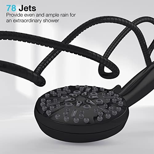 Matt Black Shower Head with Handheld Spray High Pressure-Multifunction Strong Flow Rain Massage Showerhead with Extra long Hose and Adjustable Overhead Holder – La Mejor Regaderas Modernas Para Ducha - Image 5