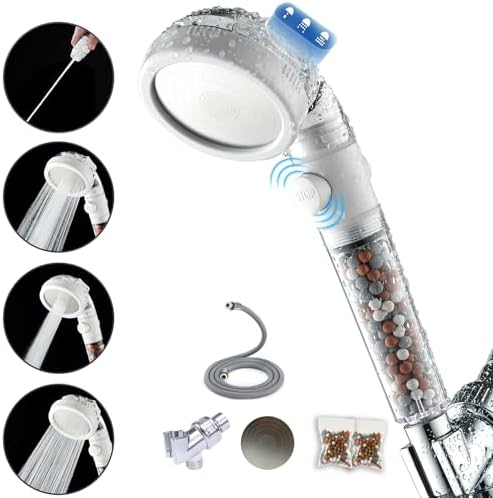 Filtered Shower Head with Handheld - High Pressure Mineral ShowerHead with Filters for Hard Water - Reduces Dry Itchy Skin, Easy Instal, 4 Modes, Water Saving, Durable, Detachable anti blocking by PumodTec