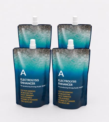Electrolysis Enhancer Fluid Compatible with Leveluk Kangen Water Ionizers, Strong Acidic Water Production, 400ml Pouch (4 Pouches) by Unknown