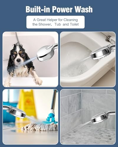 Filtered Shower Head with Handheld, BOWGER 6 Modes High Pressure Shower Heads with Power Wash Mode and Hard Water Filter, Detachable Hand Held Showerhead Set with Extra Long Hose, Chrome - Image 5