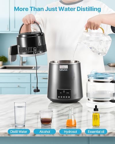 VEVOR Water Distiller, 4L /1.1 Gallon Pure Water Distilled for Home Table Countertop, 750W Distilling Maker with Glass Carafe, Stainless Steel Interior Drinking Machine to Make Clean Waters, Grey - Image 6