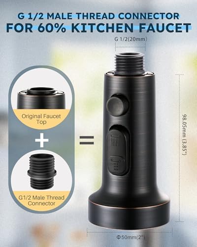 ARCORA Stainless Steel Kitchen Faucet Head with 13 Adapters, 3 Modes - Image 2