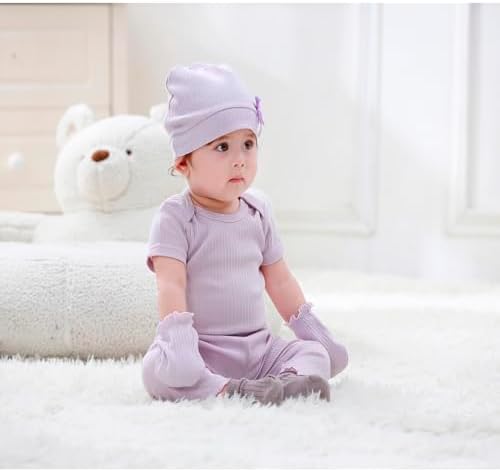 MAMIMAKA Newborn Baby Boy Girl Caps Mittens Socks Set Cotton Baby Essentials Accessories (Hats+Gloves+Socks) - Image 6