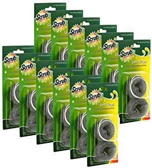 24 Premium Lint Traps with 24 Long Lasting Ties for Washing Machines By Scrub-It. Light Aluminum mesh Filter Won't Rust, Easy Installation,12 Pack (x2) by SCRUBIT