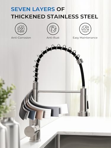 WEWE Pull-Out Kitchen Faucet, 2-Mode Sprayer, Brushed Nickel, High Arc - Image 6