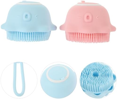 2 Pack Silicone Bathing Brush with Shower Gel Holder for Babies - Image 7