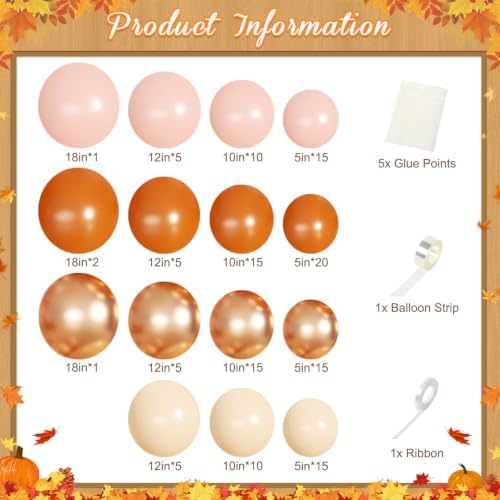 Orange Pink Fall Balloon Arch Kit for Autumn Thanksgiving Party Decorations - Image 2