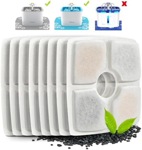 Veken 8 Pack Replacement Filters for 84oz/2.5L Automatic Pet Fountain by Veken