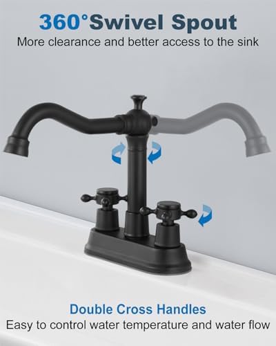 Aolemi 4 Inch Centerset Bathroom Sink Faucet 2 Handle Matte Black - Image 2