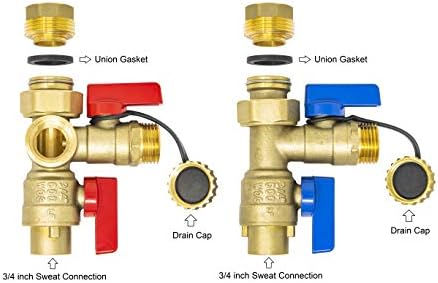 3/4 inch Sweat Tankless Water Heater Isolation Valve Kit with Pressure Relief Valve, FNPT x Sweat, 3/4'' Service Valve Kit for Rheem, Rinnai, Ecosmart Navien Noritz Takagi Bosch - Image 2