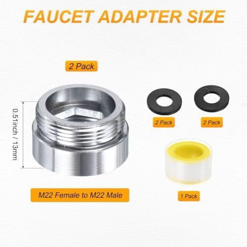 M METERXITY 2-Pack Faucet Adapter, M22 Female to M22 Male, for Kitchen - Image 3