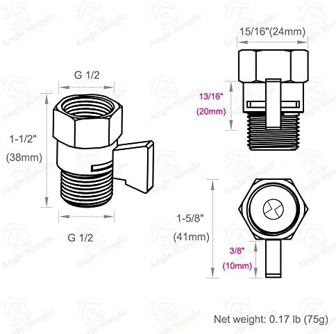 Angle Simple Shower Flow Control Valve, Water Shut Off Valve, Titanium Gold - Image 2