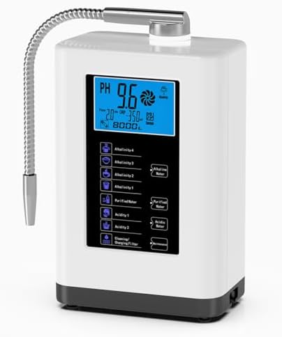 Alkaline Water Ionizer Machine, Water Machine PH 4-10.5 for Alkaline & Acidic Water, 5 Titanium Plates, Up to -500mV ORP, 8,000L Filter, 7 Water Settings, Auto-Cleaning, Intelligent Voice by EnjoyhealthierdayswithCuretyshydrogenwater