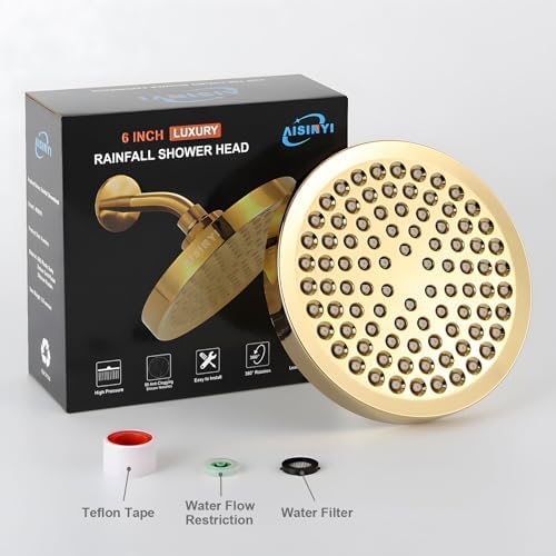 6" High Pressure Rain Shower Head, Luxury Gold Plated Finish - Image 5