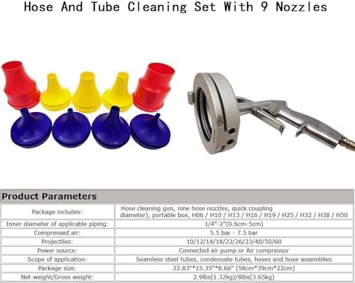Pneumatic Hydraulic Hose Cleaning Kit with Multiple Nozzles and Storage for Industrial Pipe Maintenance - Image 5