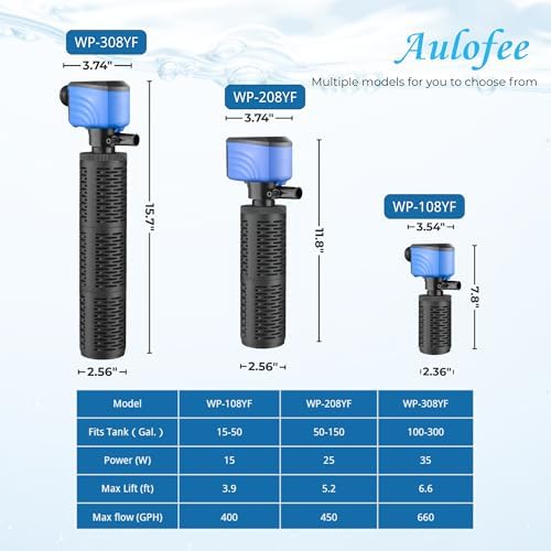 100-300 Gallon Submersible Aquarium Filter, Internel Fish Tank Filters for Large Tanks, Whisper Turtle Tank Filter for Small Pond, Saltwater & Freshwater, Deep Blue - Image 6
