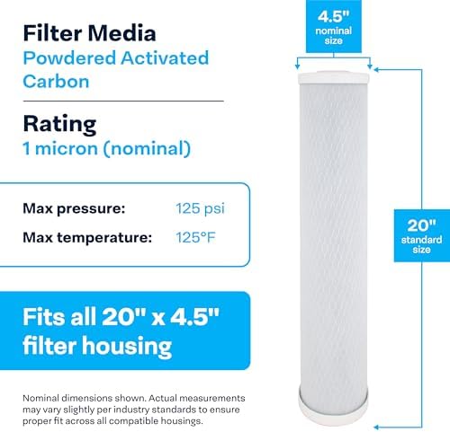 SpiroPure SP-CBC-20BB 20x4.5 NSF Carbon Block Water Filter CB-45-2001 (4PK) - Image 3