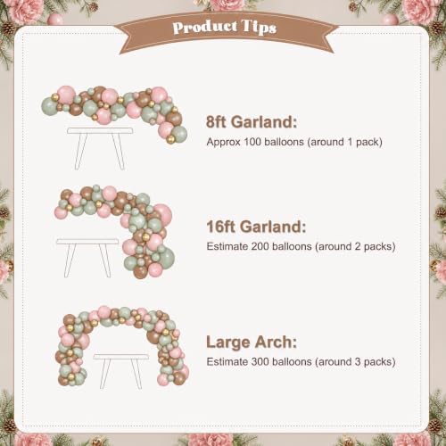 CROSSFINGERS Pink Green Brown Balloon Arch Kit for Christmas Decorations - Image 7