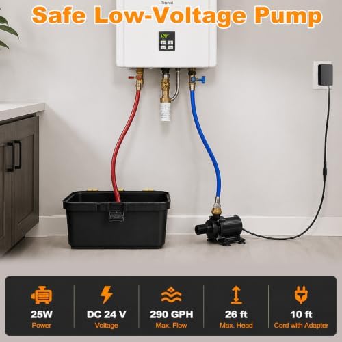 Tankless Water Heater Flushing Kit: Brushless Pump, 2×6' Hoses & Toolbox - Image 4
