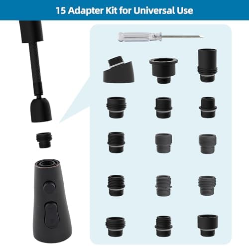 Stainless Faucet Head Replacement, 3 Modes 15 Adapters, Oil Rubbed Bronze - Image 3