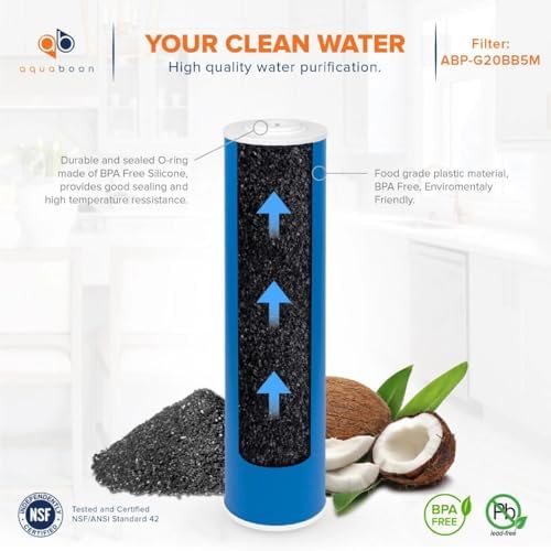 Aquaboon 5 Micron 20 x 4.5 Premium Whole House Water Filter Replacement Cartridge Grabular Activated Carbon (GAG) for 1-Stage Water Filtration System 2 Pack - Image 5