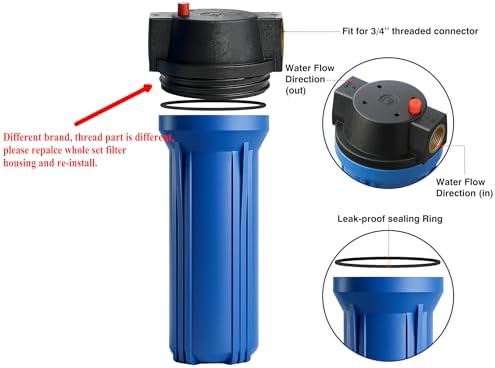 Geekpure 10 Inch Whole House Slim Water Filter Housing - 3/4"NPT Brass Port - Image 3