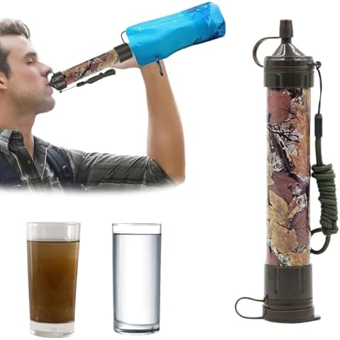 Water Straws Filter, Personal Backpacking Water Filter Straw Portable for Camping Hiking Travels (Green Camouflage) by Unknown