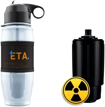 ETA Alkaline Water Filter Bottle for Travel, Camping, Hiking, Backpacking, Emergency, Survival | Removes up to 99.99% of Harmful contaminants, 9.5pH, Protects the Nutrient & Mineral Value, Made in USA by ETALIVING