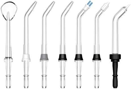 HEYAXA Water Flosser & Ultrasonic Electric Toothbrush Combo 2411WF, Water Flosser Replacement Tips, 7 Pcs, Black by HEYAXA