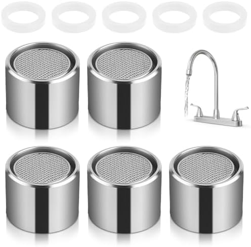 5 Pcs Faucet Aerators Female, Filter Kitchen Faucet Aerator with Brass Shell, Kitchen Sink Aerator Replacement Parts, Bathroom Sink Aerators for Kitchens Bathroom Silver by Unknown