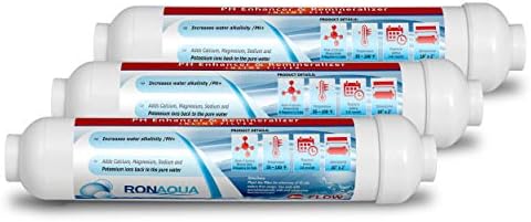 10-inch Universal Alkaline in-line Water Replacement Filter - PH Enhancer, and Re-Mineralizer – Post Filter for Under-Sink or Reverse Osmosis System - Restore Essential Minerals Set of 3 by Ronaqua
