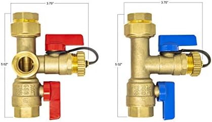 3/4 inch IPS Isolator Tankless Water Heater Service Valve Kit – 3/4'' FNPT X FNPT Thread Brass Isolation Set with Pressure Relief Valve | Pipe Fittings, Supplies & Spare Parts - Image 3