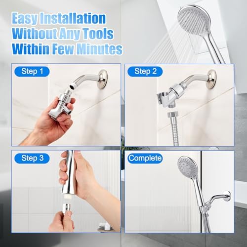 Detachable Handheld Shower Head with Hose - High pressure 5 Functions Showerheads Hand Held Shower Heads,Extra Long 4.7 ft. Stainless Steel Hose and Holder - Image 3