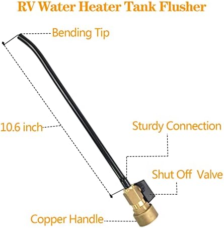 RV Water Heater Tank Rinser Flusher with Copper Handle & Black Flush Wand - Image 2
