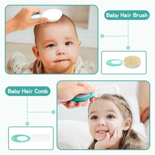 WXA Baby Healthcare and Grooming Kit with Nail Clippers, Scissors, Infant Grooming Kit for Newborns (18 in 1, Green) - Image 4