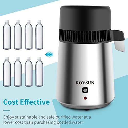 ROVSUN【Upgraded】 1.1 Gallon/4L Water Distiller Stainless Steel for Home, 750W Distilled Water Maker Machine, Water Distillers Countertop, Water Maker Purifier with Glass Container, 1L/H - Image 3