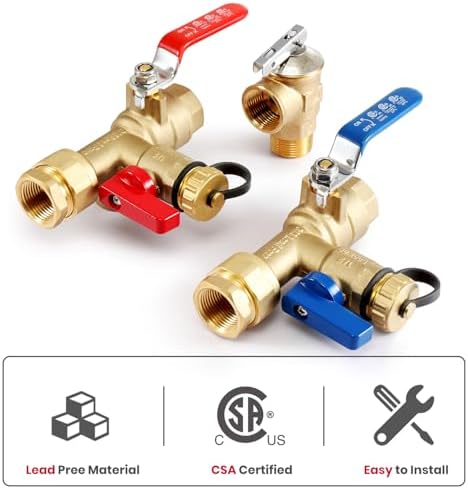 GASLAND 3/4 Inch Tankless Water Heater Service Valve Kit, with Pressure Relief Valve, Hot Cold Water Supply Isolator Valves in Clean Brass Construction - Image 5