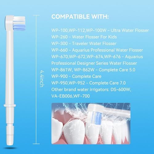 Replacement Tips for Waterpik Aquarius Water Flosser Waterpik Toothbrush Replacement Heads Toothbrush and Oral Irrigators (6 Brush Head Tips) - Image 2