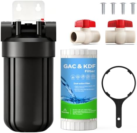 Whole House 10"x4.5" GAC/KDF Water Filter Housing 1" Standard Interface by Ovvyayl