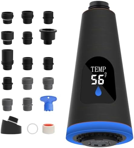 LED Kitchen Faucet Head, Temperature Display, 4-Mode Spray, Rubbed Bronze by Greatcomfortathome
