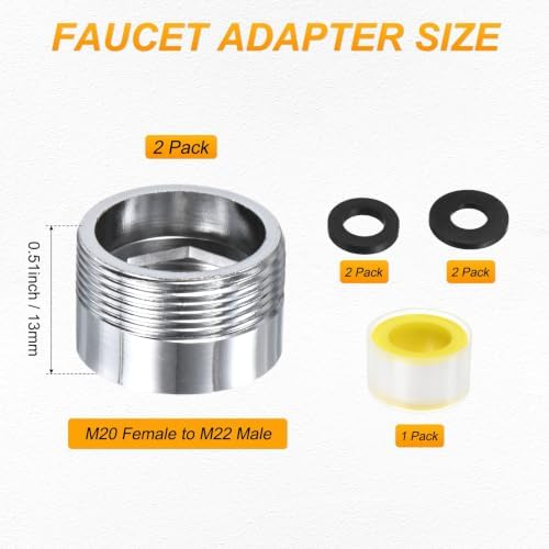 M METERXITY 2-Pack Faucet Adapter, M20 Female to M22 Male, for Kitchen - Image 3