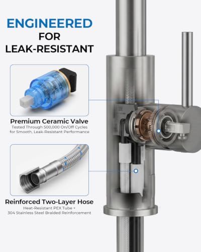 Kitchen Faucet with Glass Rinser, Pull Down Sparyer, 3 Water Modes - Image 2