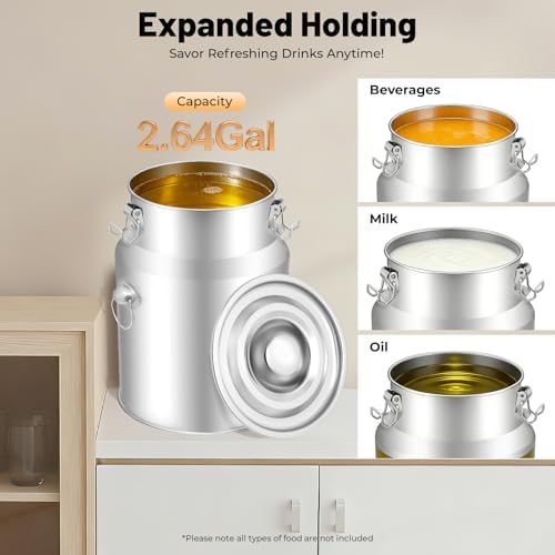 Stainless Steel Seamless 2-Gallon Milk Jug, Milk Can, 304 Milk Dispenser Container Pail, Anti-Leak Liquid Storage Container, Durable Stainless Steel Water Jug for Home Farm - Image 4