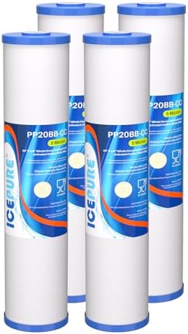 ICEPURE 5 Micron 20" x 4.5" Whole House Sediment and Carbon Filter,4PACK by ICEPURE