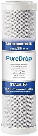 PureDrop PDR-FC15 Carbon Block Water Filter Replacement Cartridge, 2.5"x10", 5 Micron for Universal Reverse Osmosis System by PureDrop